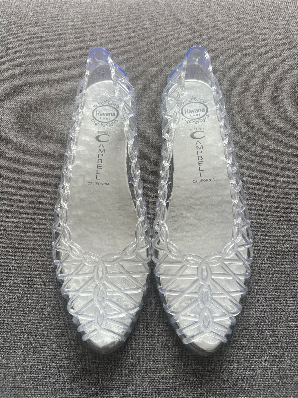 Jeffrey Campbell Clear Pointed Jelly Flats - size 8